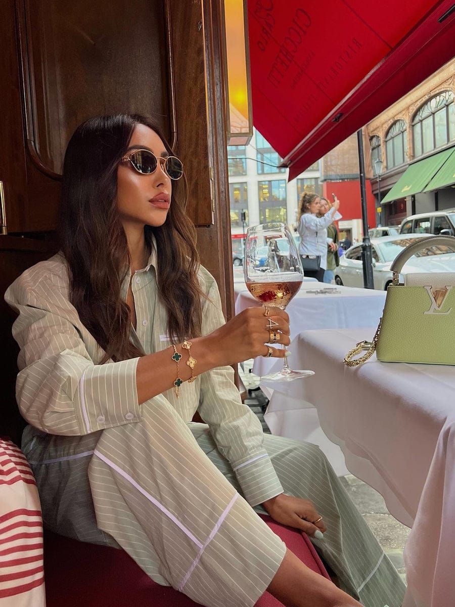 Mint Green Striped Crop Top & Pants Coord Set