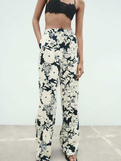 Tassel Sleeves Kimono Knotted Top & Wide Leg Pants Coord Set