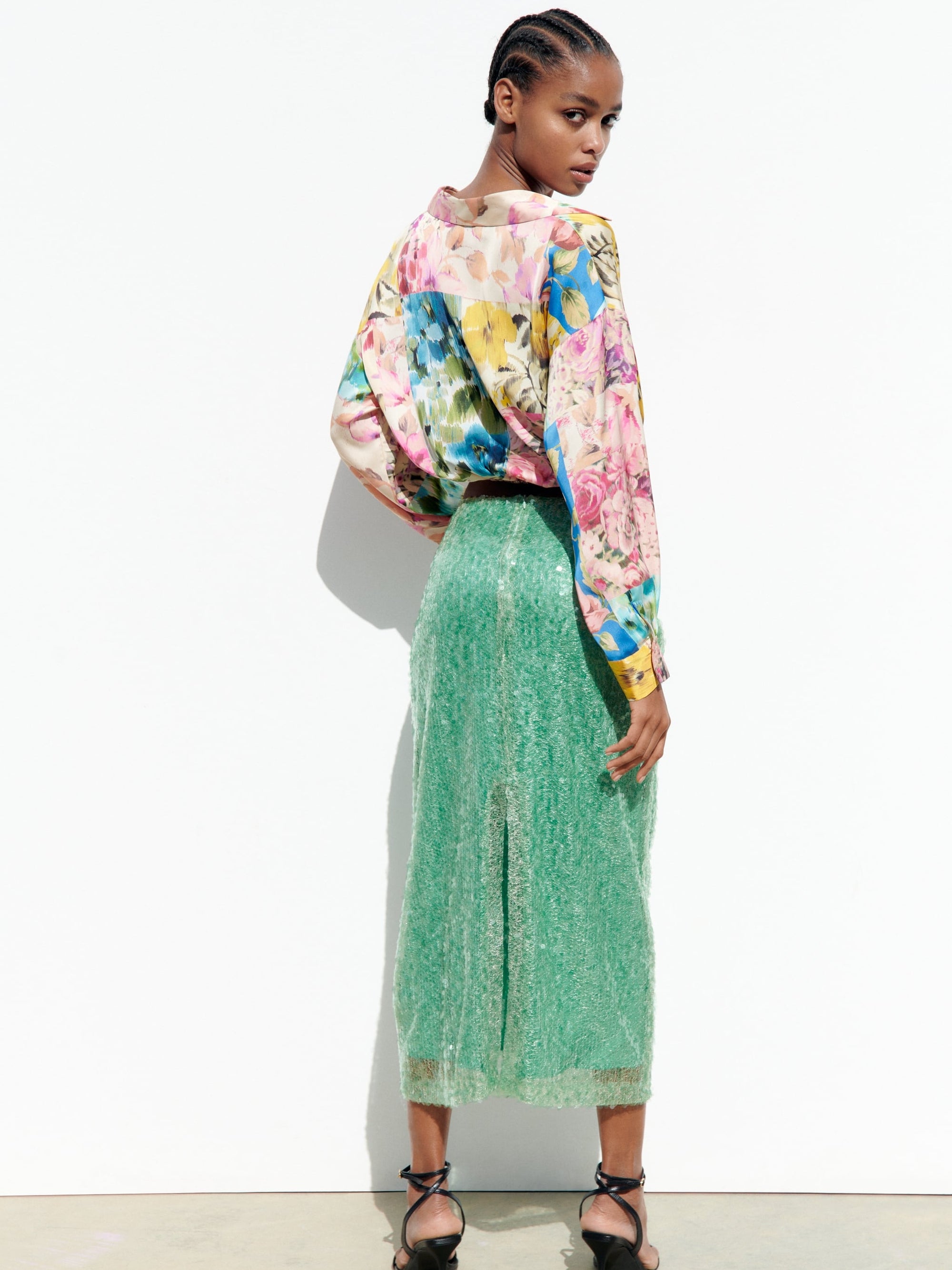 Floral Print Short V Neck Shirt Top