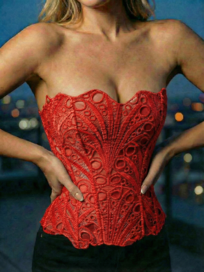 Valencia Mesh Lace Tie Back Solid Tube Top