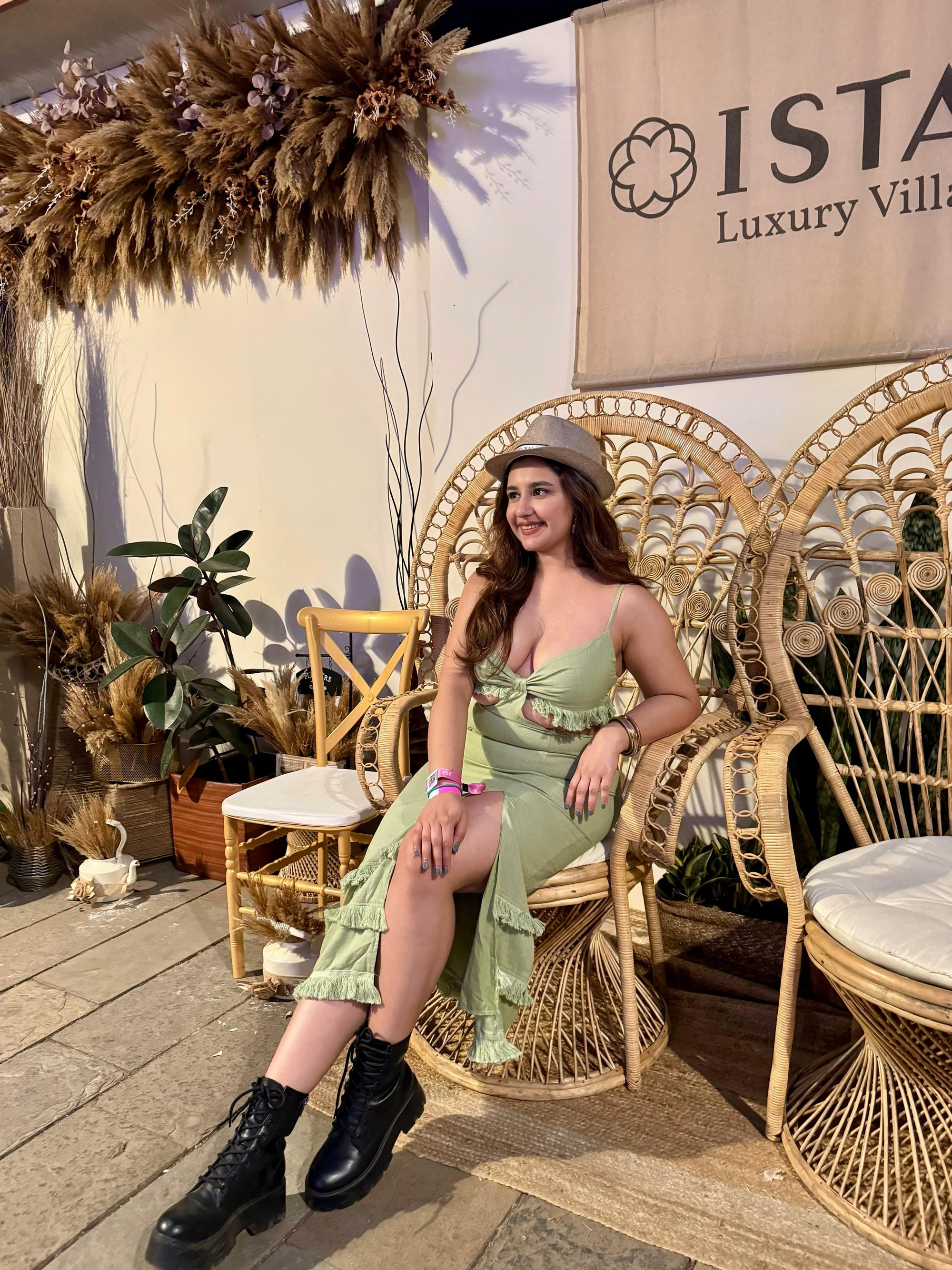 Tassel Detail Cutout Midi Dress