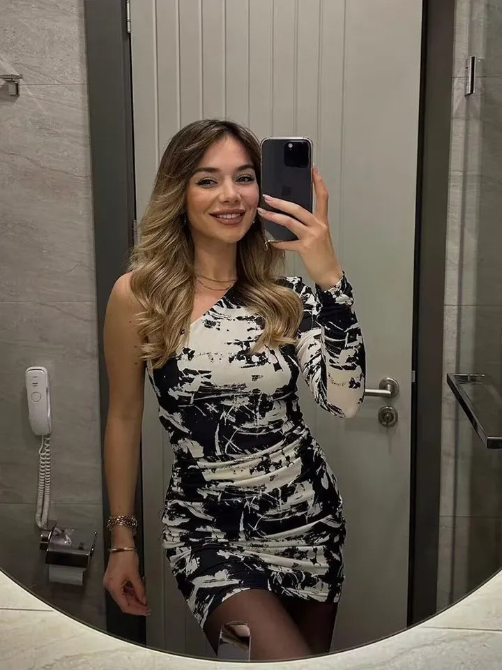 Black & White One Shoulder Dress