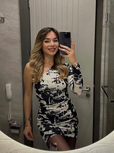 Black & White One Shoulder Dress