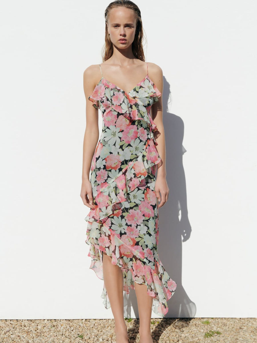 Floral Print Ruffle Dress