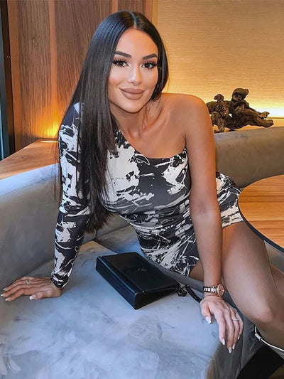 Black & White One Shoulder Dress