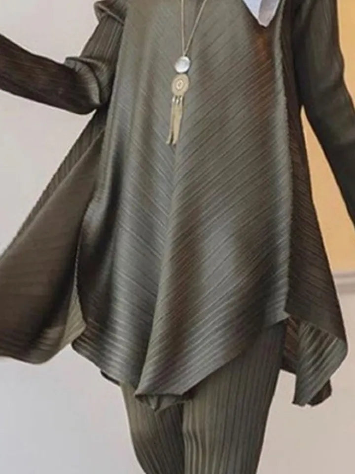 Turtle Neck Pleated Coord Set