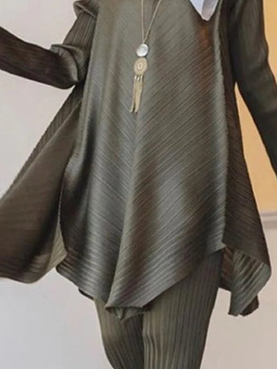 Turtle Neck Pleated Coord Set