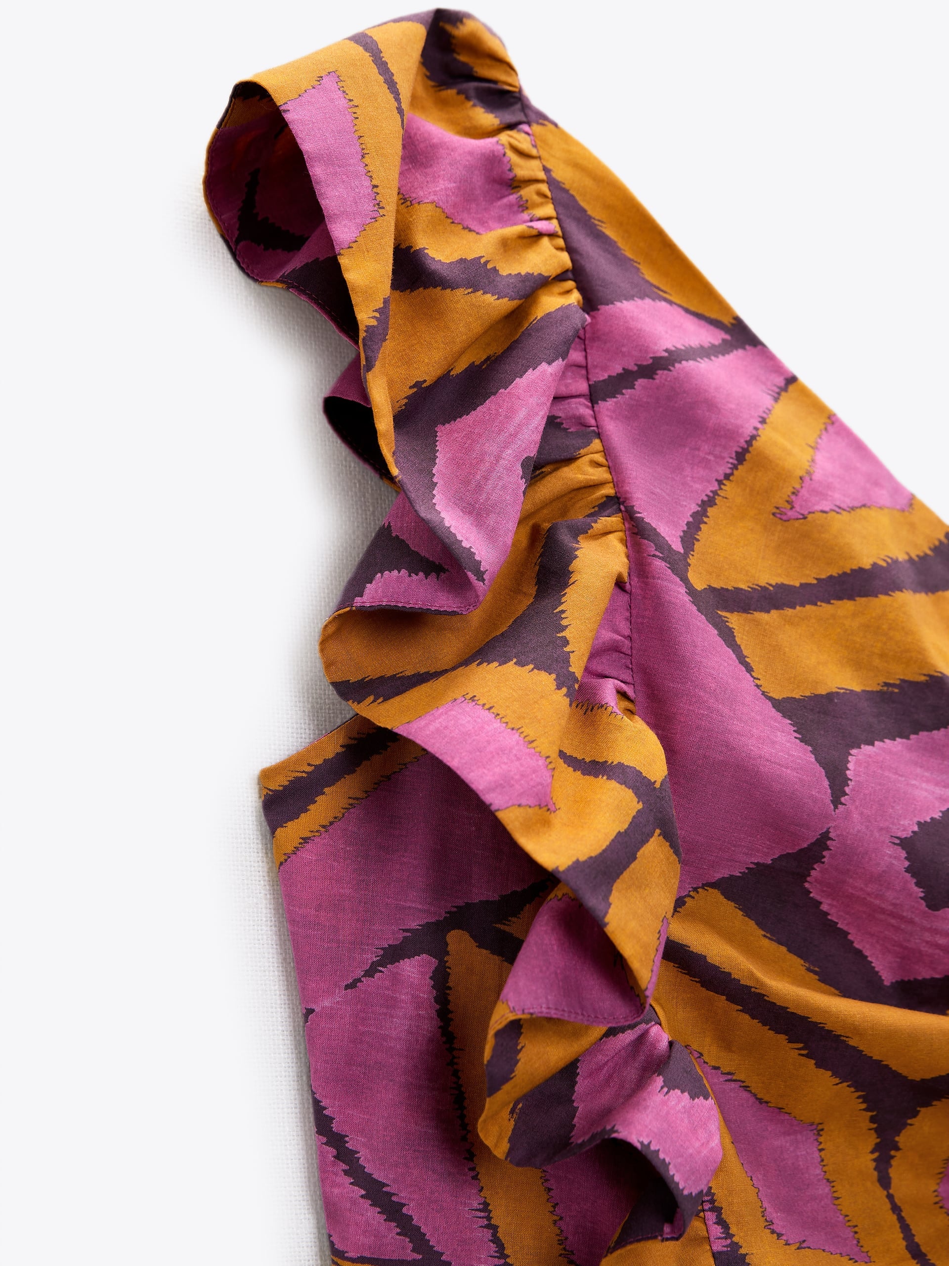 Abstract One Shoulder Ruffle Top & Wrap Skirt Coord Set