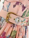 Floral Print Tied Strap Belt Dress