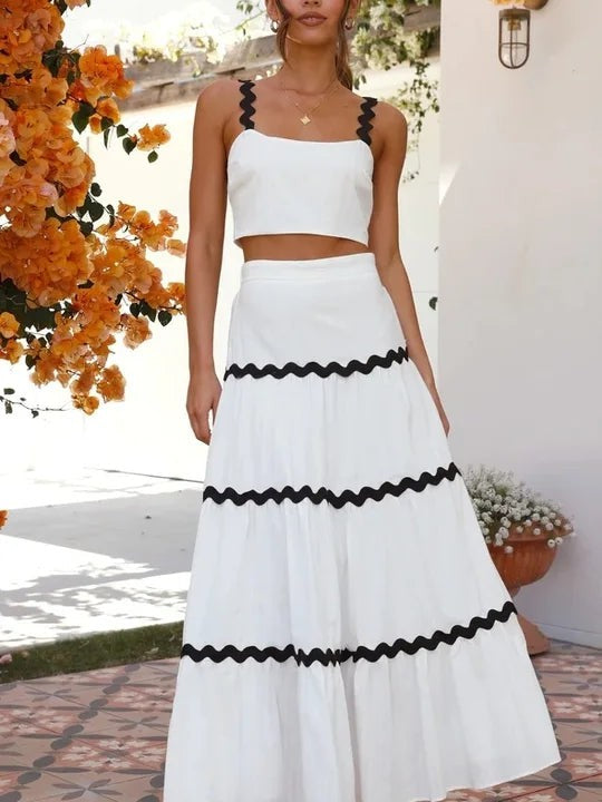 Spaghetti Strap Cami Top & Long Skirt Coord Set