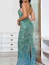 Sequins Halterneck Fishtail Maxi Dress