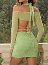 Textured Halterneck Top & Skirt Two Piece Set