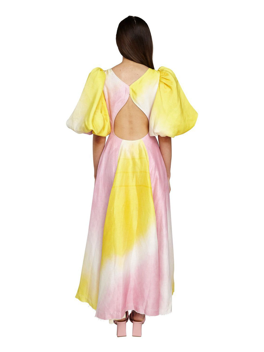 V Neck Lantern Sleeve Dress