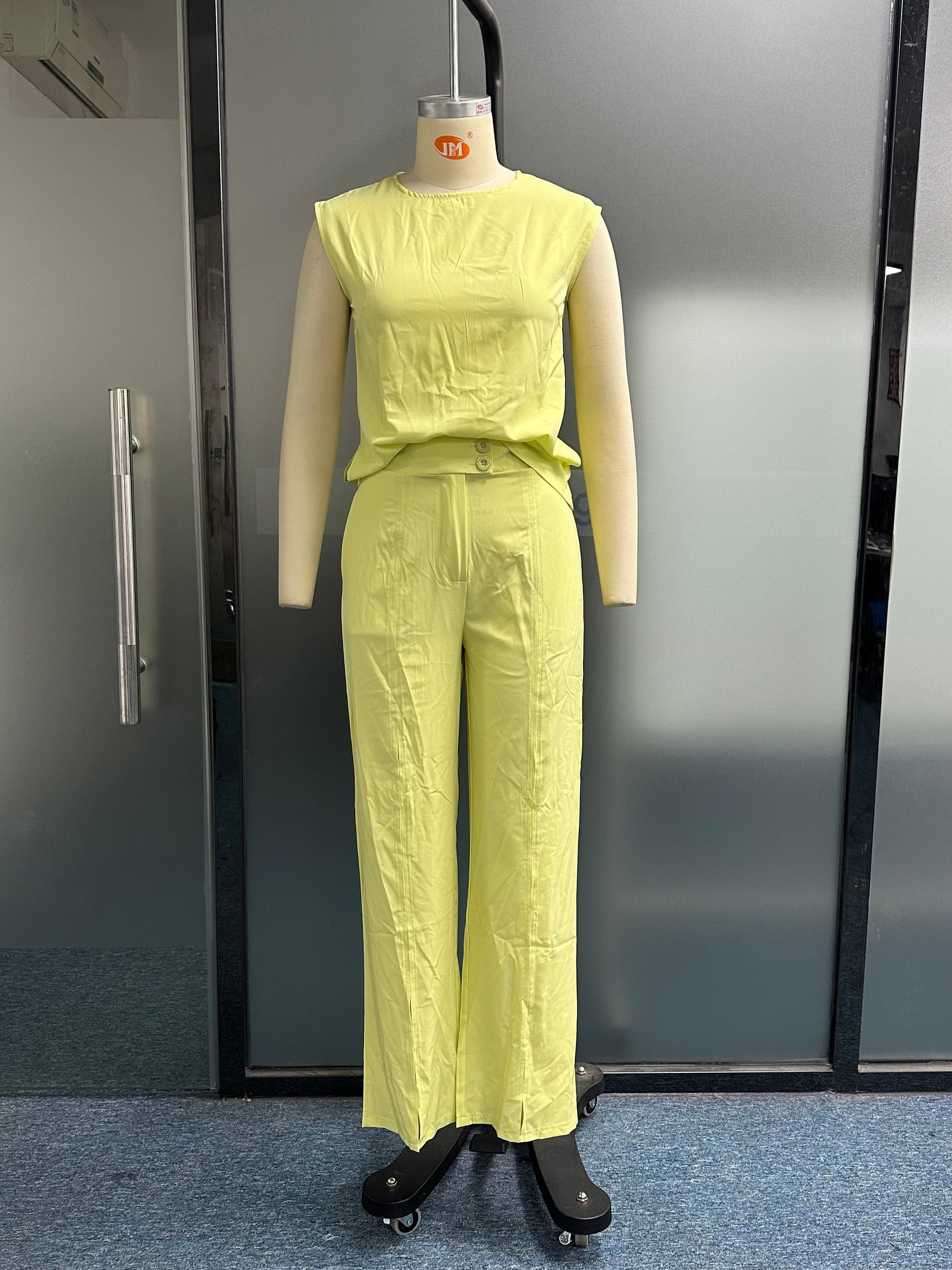 Sleeveless Top Hollow Out Cutout Pants Set