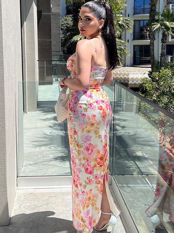 Floral Print Spaghetti Strap Maxi Dress