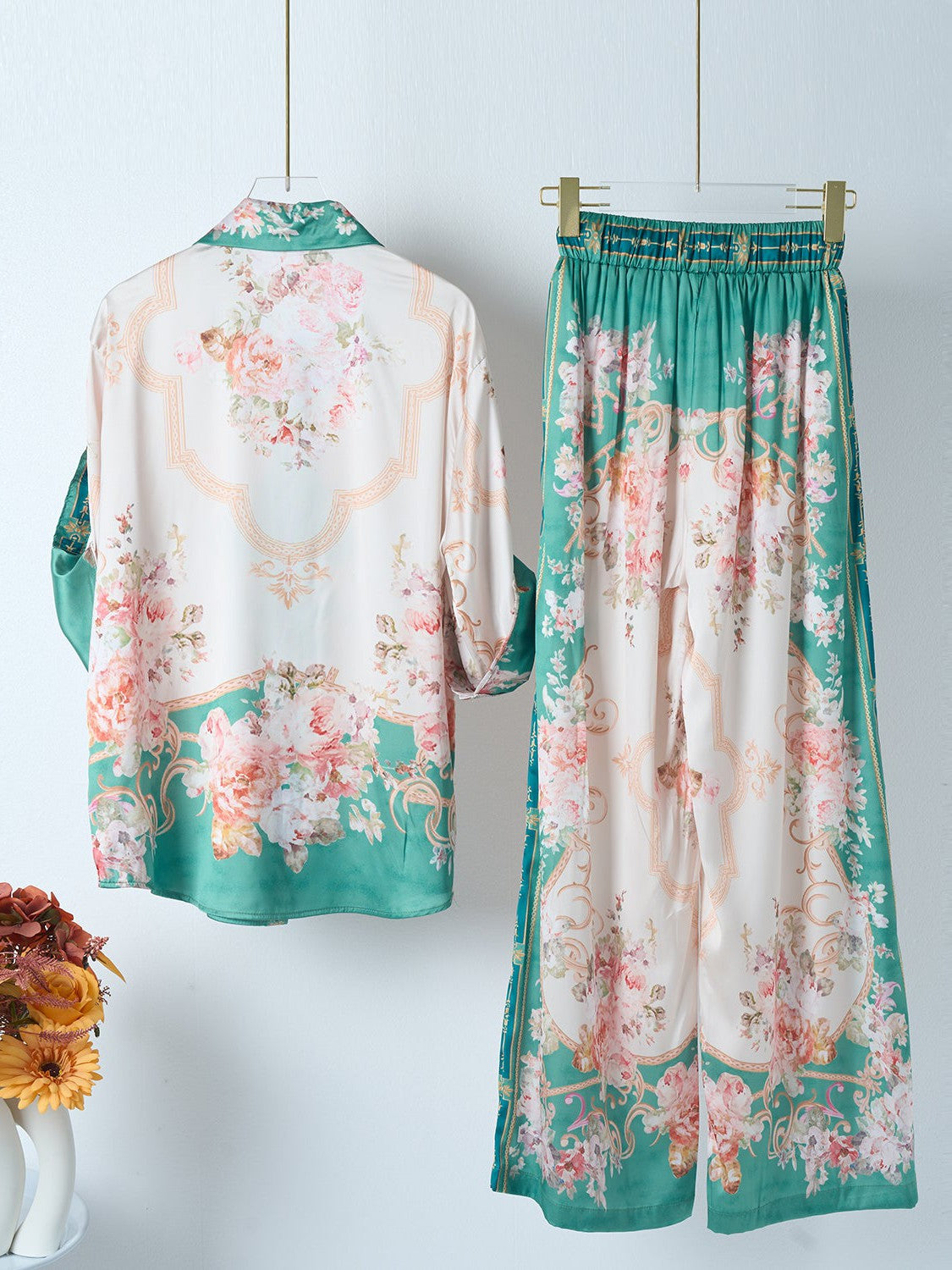 Vintage Print Shirt And Pant Coord Set