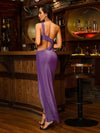 Purple Asymmetric Shoulder Tube Top Dress
