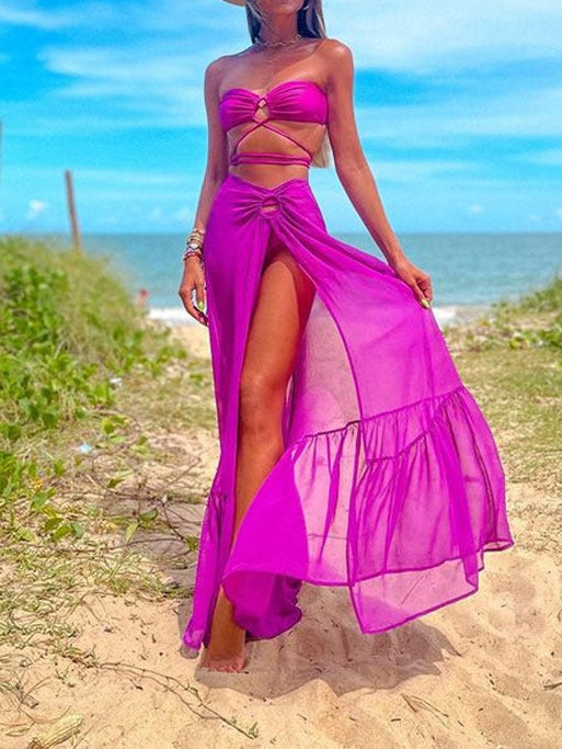 Pink Tube Top & Split Skirt Coord Set