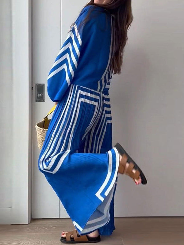 Pleated Lantern Sleeved Top & Wide Leg Pants Coord Set