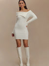 Off Shoulder Knitted Short Bodycon Dress