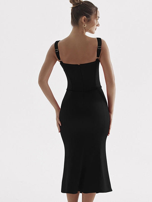 Lace Up Spaghetti Strap Fishtail Cami Dress