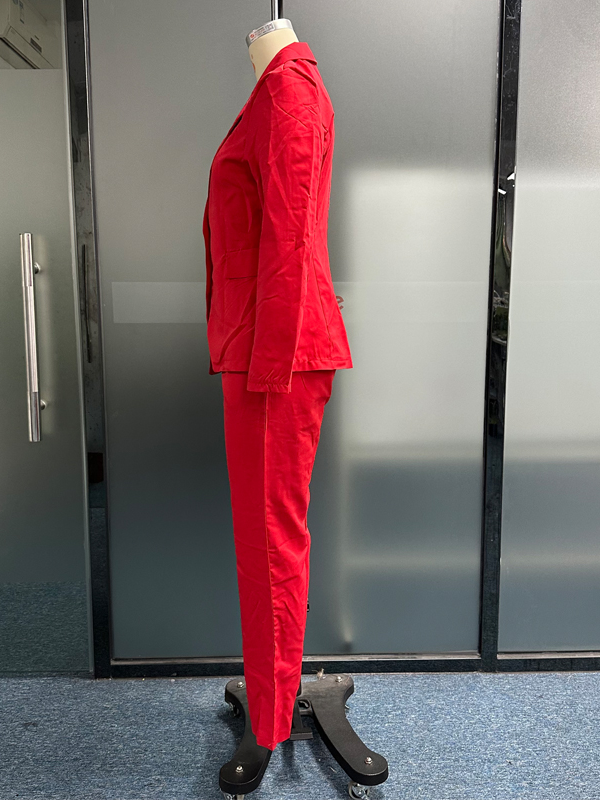 Red Blazer & Pants Coord Two Piece Set