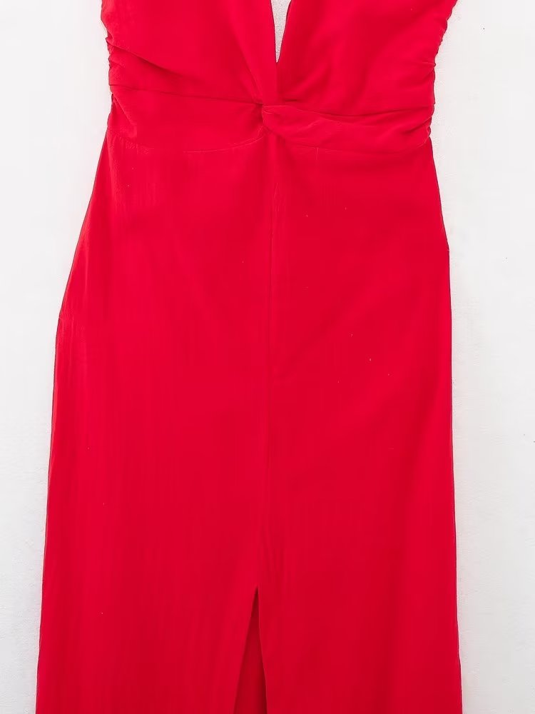 Back Honeycomb Camisole Cross Bow Tie Dress