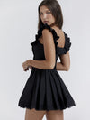 Lace Sling Ruffle Backless French Dress