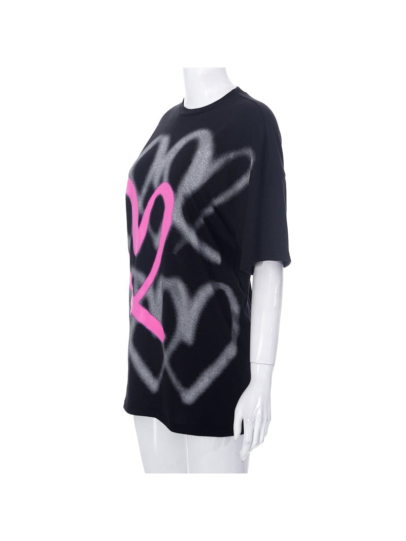 Short Sleeve Printing Long Loose T Shirt