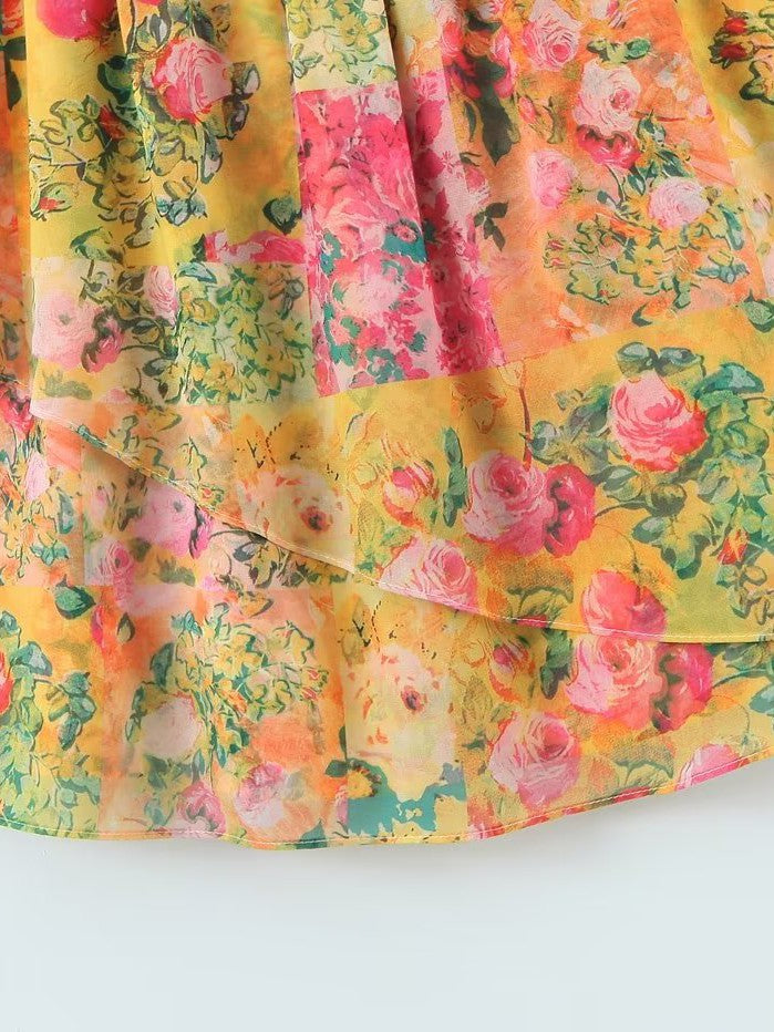 Floral Tie Neck Strap Dress