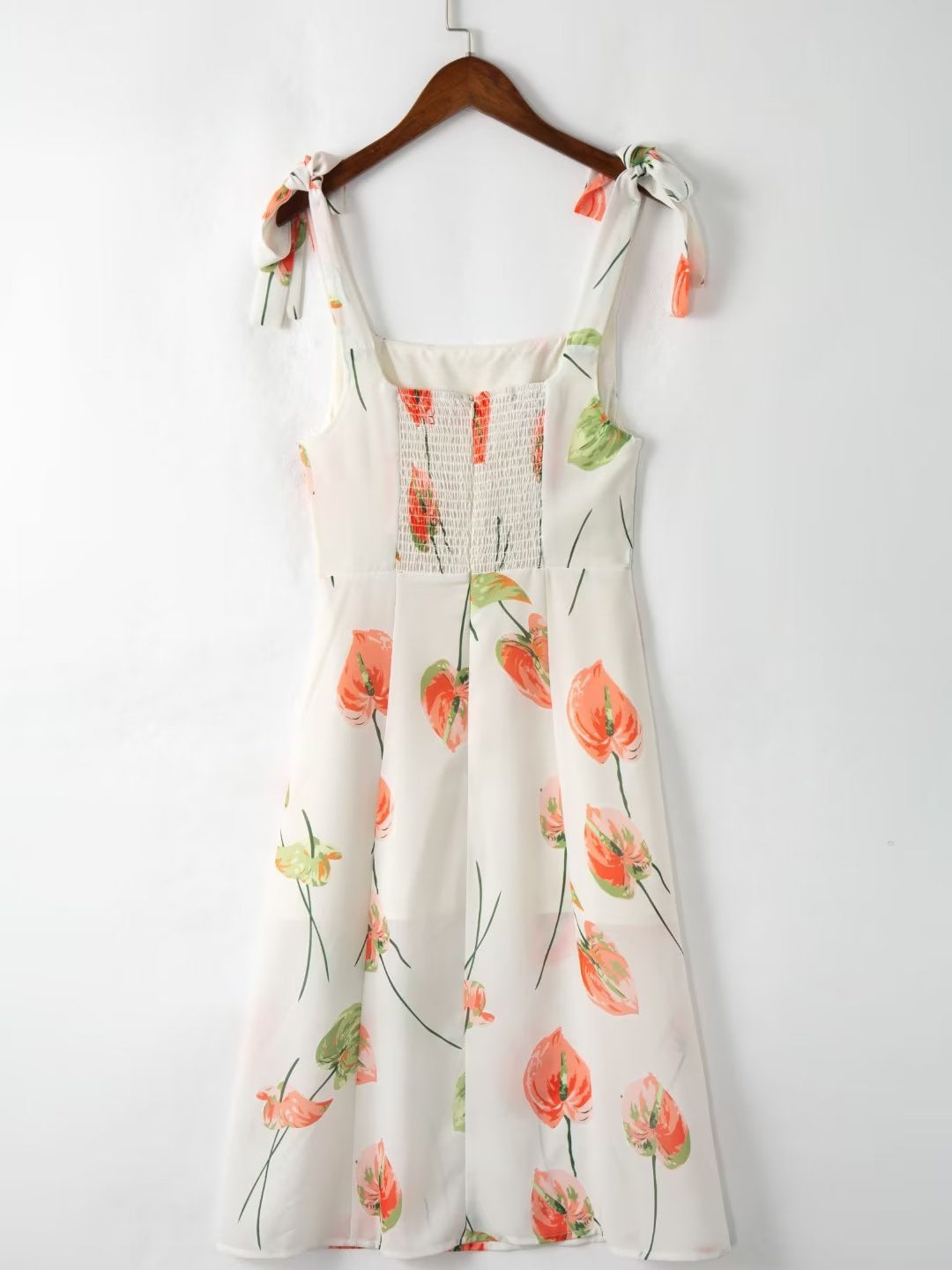 Pastoral Print High Slit Strap Dress