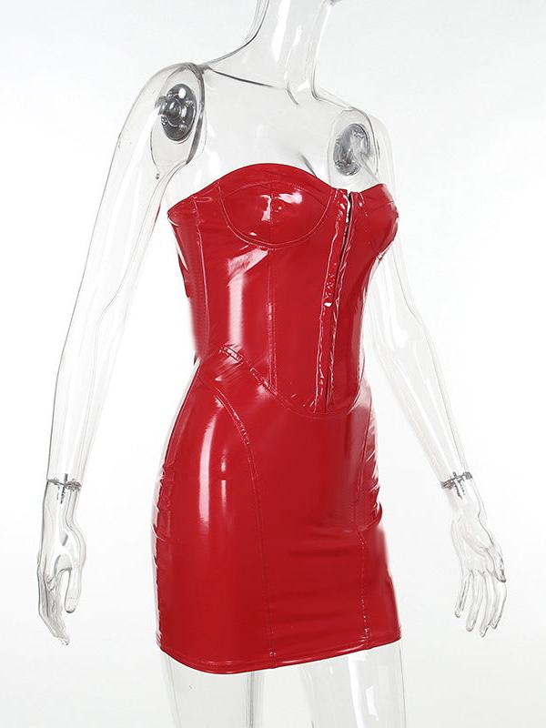 Tube Bodycon Leather Short Dress