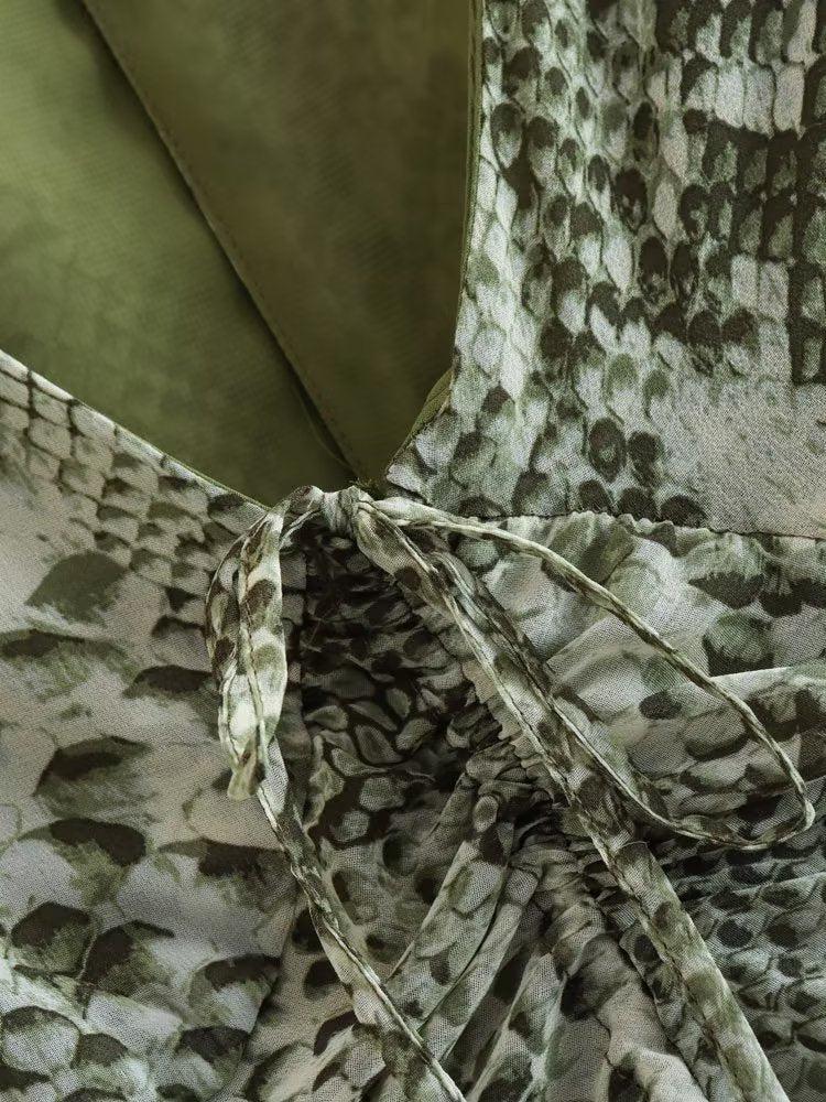 Spring Animal Print Pleated Mini Dress