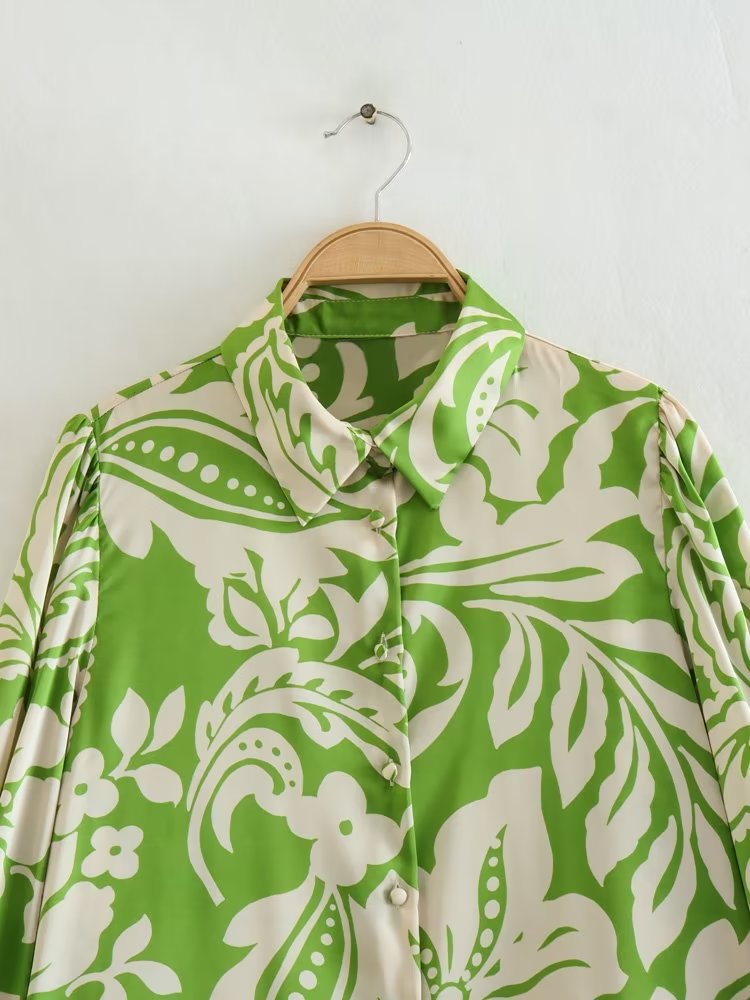 Retro Loose Top Printed Drape Shirt