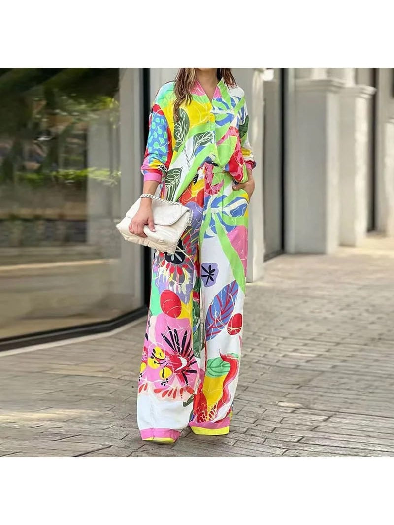 Printed Top & Pants Coord Set