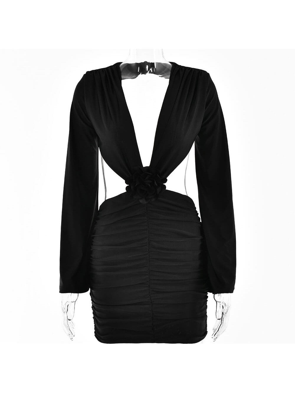 Rose Applique Glamorous Cutout Mini Dress