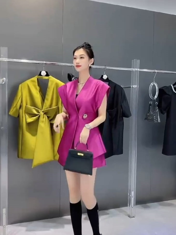 Erica Backless Bow Top & Shorts Coord Set