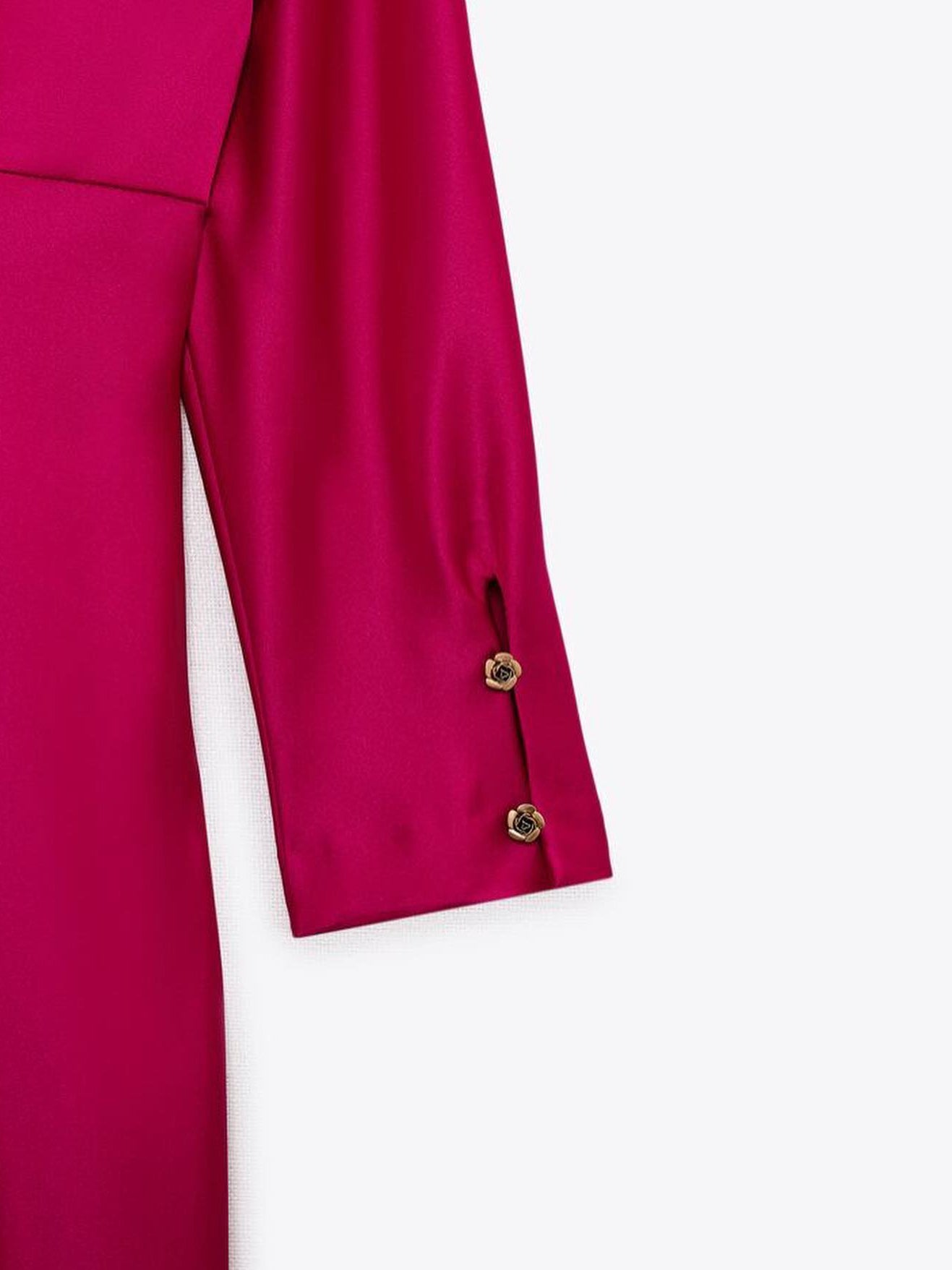 V Neck Silk Forged Texture Bow Tie Elastic Sleeve Dress