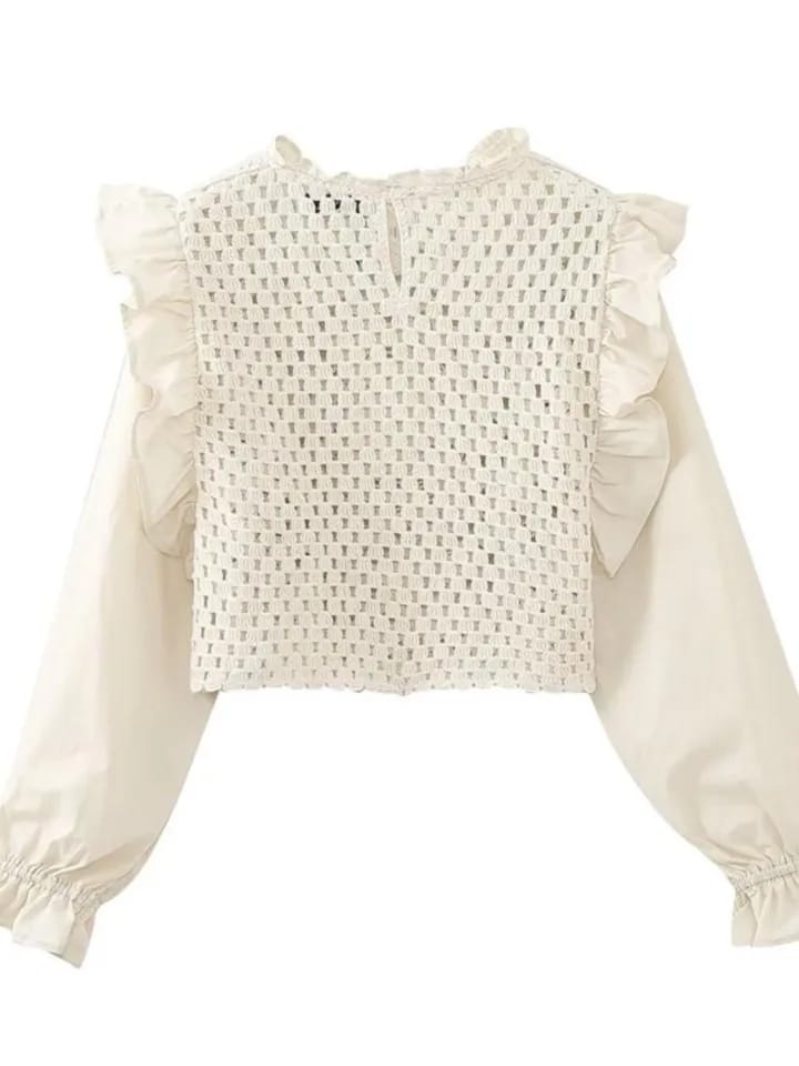 Apricot Floral Crochet Top