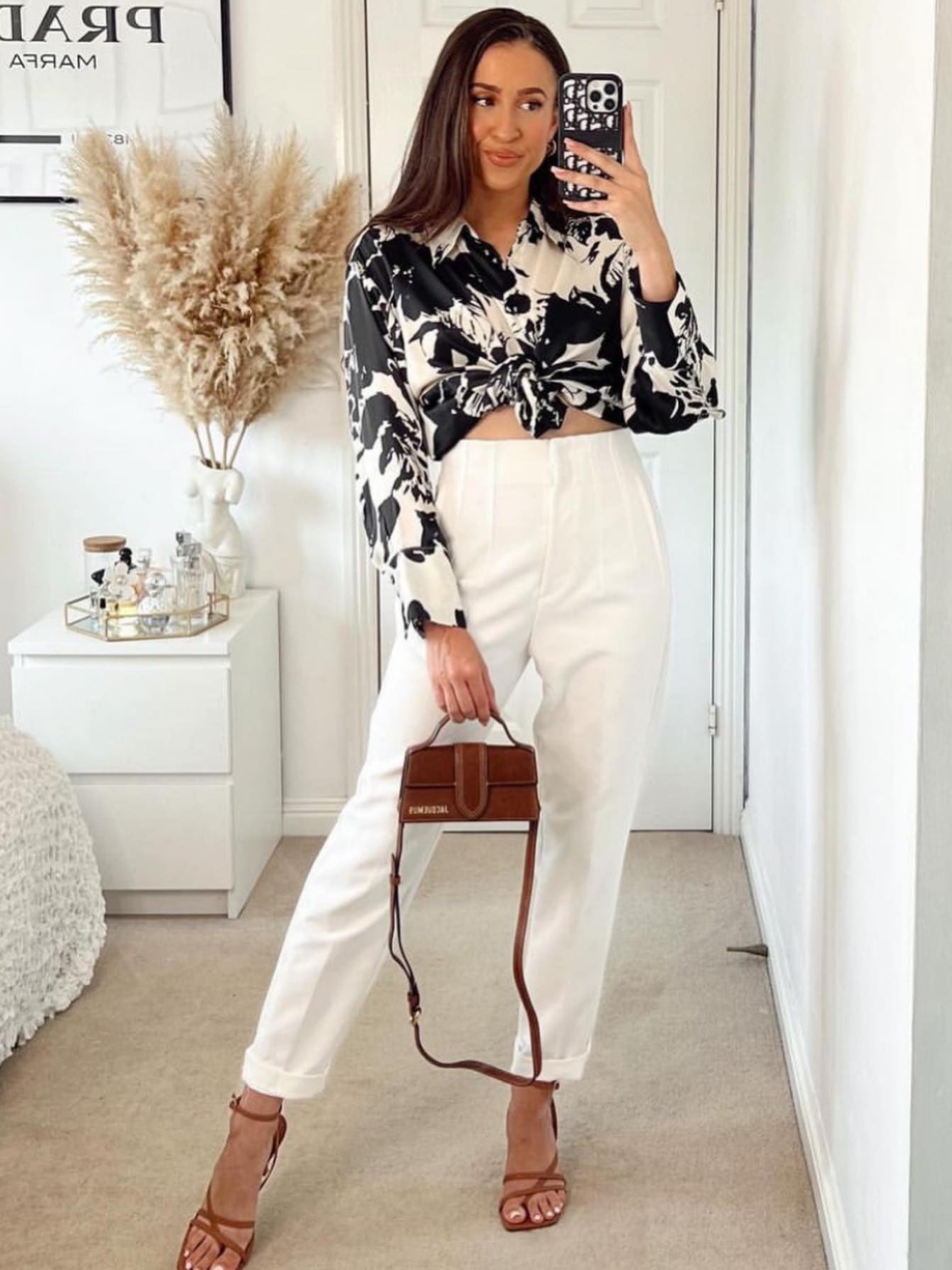 White High Waist Ankle Length Pants