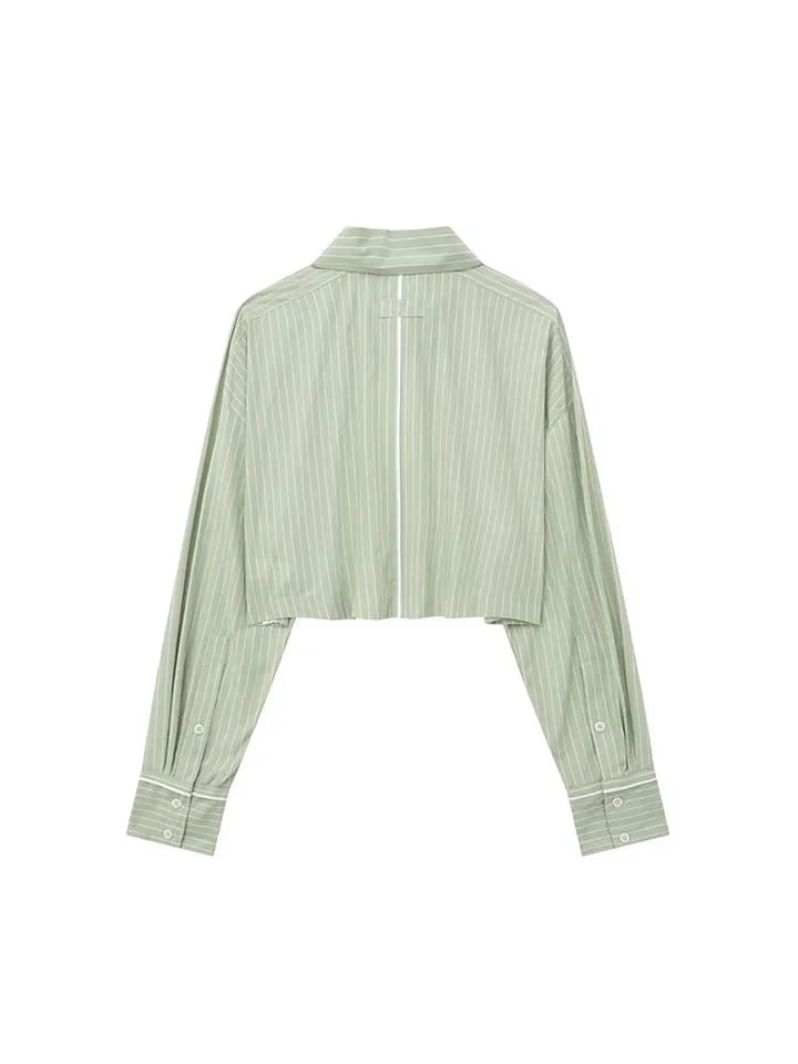 Mint Green Striped Crop Top & Pants Coord Set