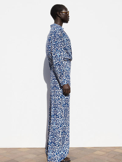 Porcelain Print Crop Top & Pants Coord Set