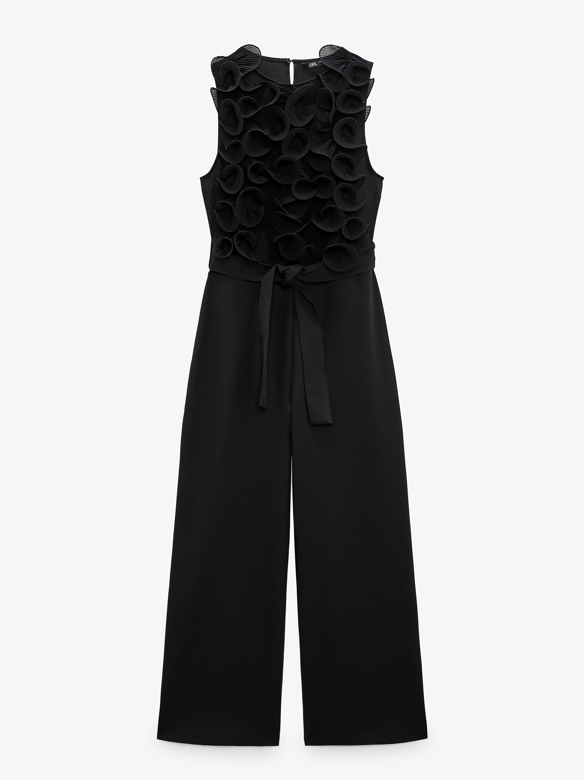Ruffle Sleeveless Jumpsuit with Belt
