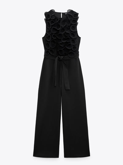 Ruffle Sleeveless Jumpsuit with Belt