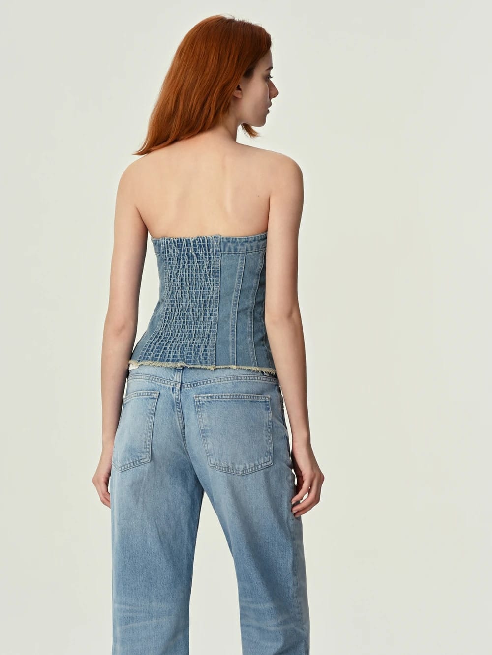 Denim Corset Tube Top