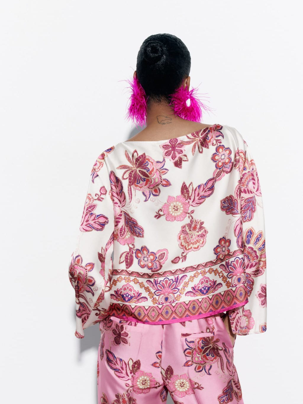 Floral Print Shirt Top & Pants Coord Set