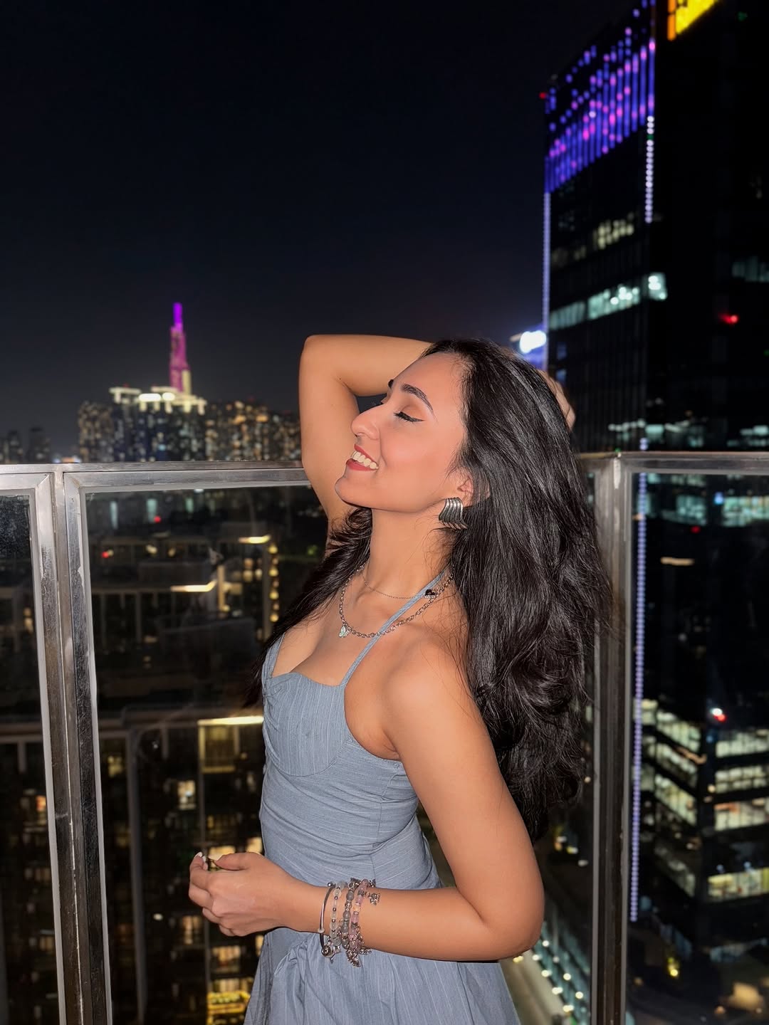 Striped Halterneck Grey Backless Flare Dress