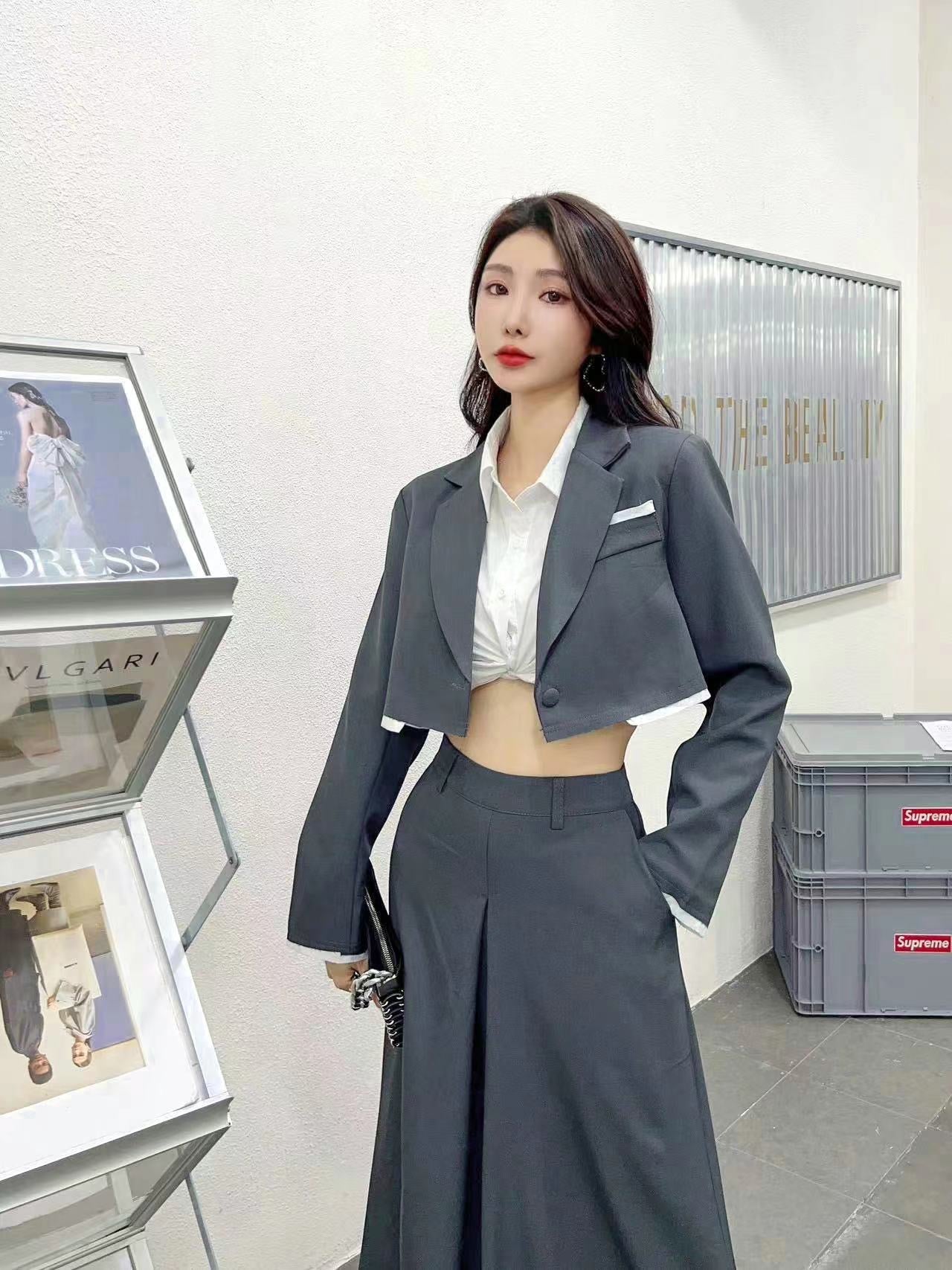 Crop Blazer & Wide Leg Pant Coord Set