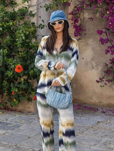 Tie Dye Print Shirt & Pants Coord Set