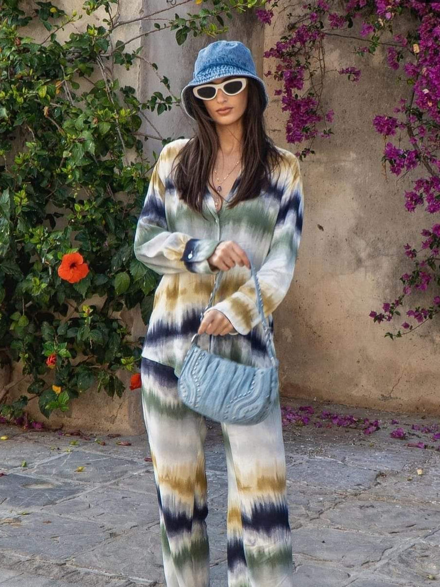 Tie Dye Print Shirt & Pants Coord Set